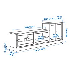 Ilustración de medidas - HAVSTA mueble TV con estantería