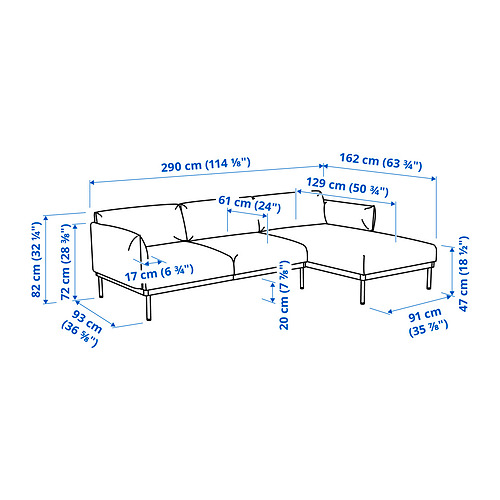 ÄPPLARYD, 3-seat sofa with chaiselongue. 8 of 8 open dialog
