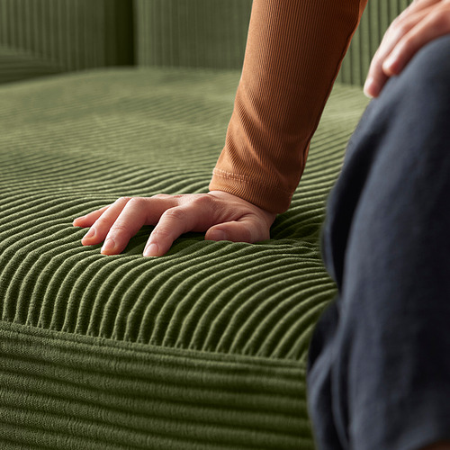 Sofá JÄTTEBO verde con toques a mano, texturizado, diseño modular.