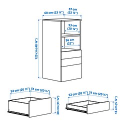 Ilustración de medidas - SMÅSTAD/PLATSA Librería con 3 cajones