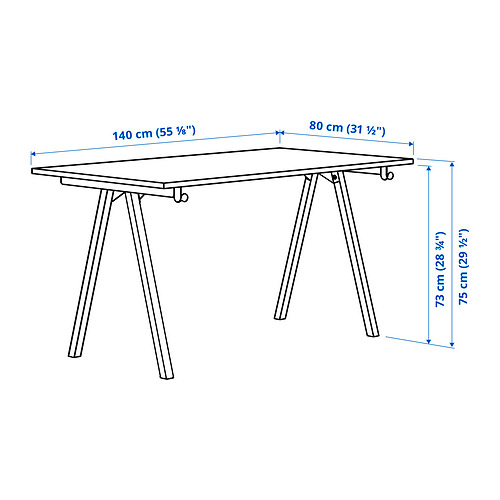 Illustration with measurements for the product: TROTTEN.