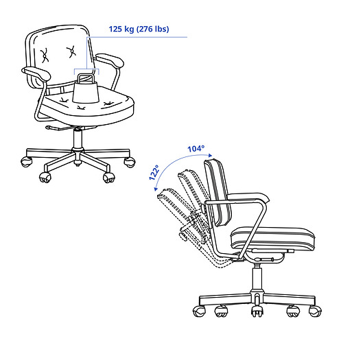 ALEFJÄLL, silla de trabajo. 3 de 15 abrir diálogo