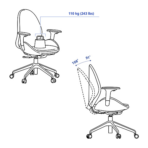 HATTEFJÄLL, silla de trabajo con reposabrazos. 16 de 16 abrir diálogo