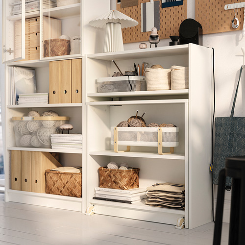 BILLY / HÖGBO, bookcase with foldable table and doors. 3 of 6 open dialog
