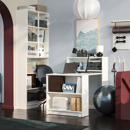 BILLY / HÖGBO, bookcase with foldable table and doors. 4 of 6 open dialog