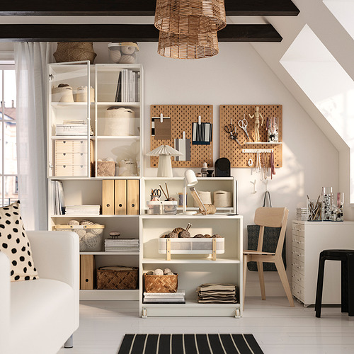 BILLY / HÖGBO, bookcase with foldable table and doors. 2 of 6 open dialog