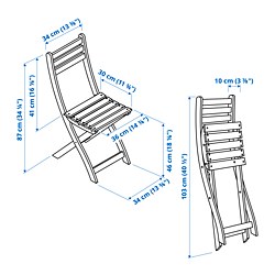 Measurement Illustration - ASKHOLMEN outdoor foldable chair