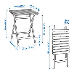 Measurement Illustration - ASKHOLMEN foldable table outdoor