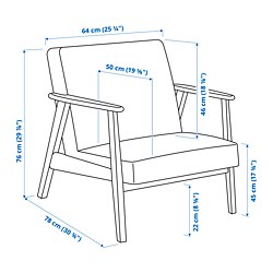 Ilustración de medidas - EKENÄSET sillón