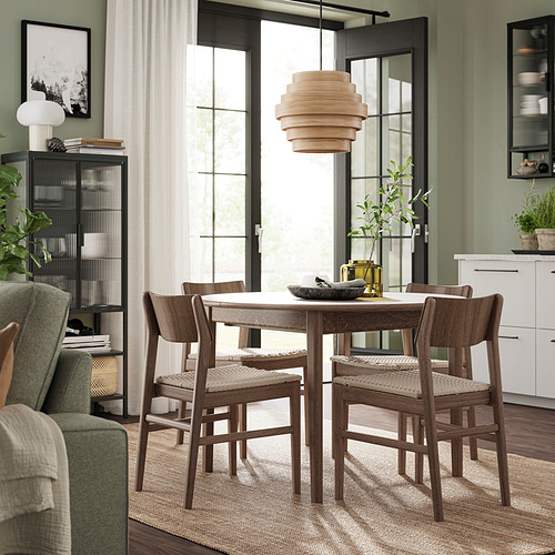 SKANSNÄS, mesa de comedor redonda extensible y 4 sillas. 2 de 8 abrir diálogo