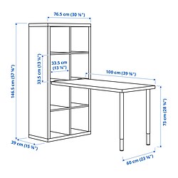 Ilustración de medidas - KALLAX/LINNMON combinación escritorio