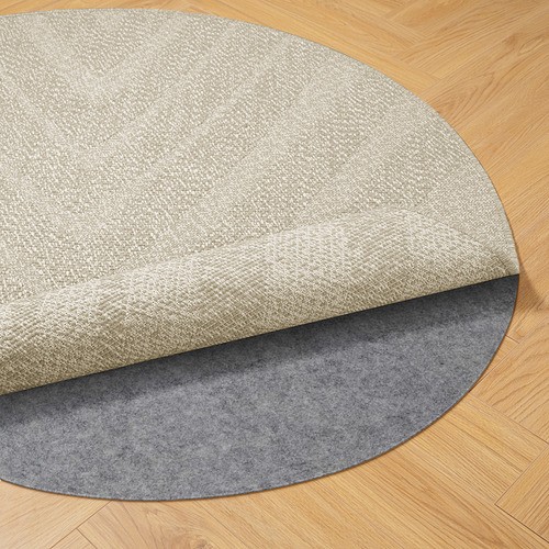 Alfombra redonda, gris y blanca, de interior o exterior. Antideslizante, duradero, fácil de limpiar.