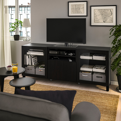 BESTÅ, TV bench with drawer runner, soft-closing. 2 of 8 open dialog