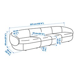 Measurement Illustration - LILLESÄTER sectional, 5-seat