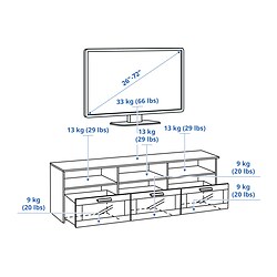 Ilustración de medidas - BRIMNES mueble TV