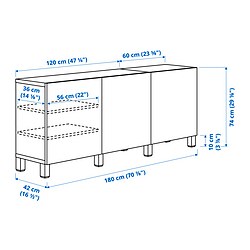 Ilustración de medidas - BESTÅ aparador con puertas