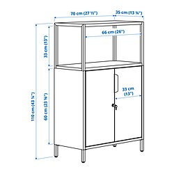 Ilustración de medidas - TROTTEN armario con puertas