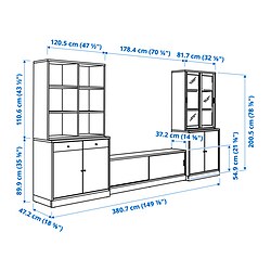 Ilustración de medidas - TONSTAD mueble TV con puertas correderas