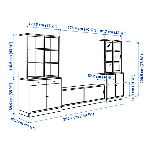 TONSTAD, TV bench with sliding doors. 5 of 5 open dialog