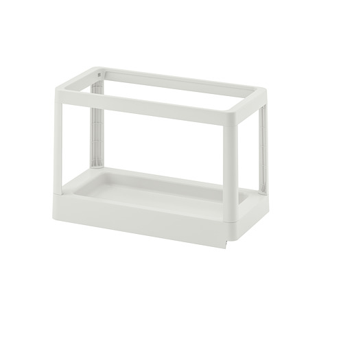 Un bastidor de clasificación de residuos HÅLLBAR blanco, rectangular, fabricado en plástico de polipropileno, diseñado para ser montado en el interior de armarios.