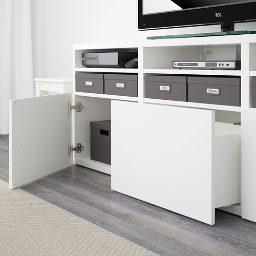 BESTÅ, TV storage combination with drawer rail, soft close. 10 of 12 open dialog