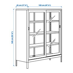 Ilustración de medidas - IDÅSEN armario con puertas correderas vidrio