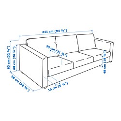 Ilustración de medidas - VIMLE sofá 3 plazas