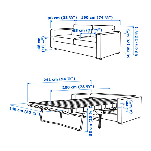 VIMLE, sofá cama 2 plazas. 10 de 10 abrir diálogo