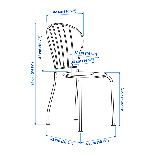 Measurement Illustration - LÄCKÖ chair, outdoor