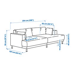 Ilustración de medidas - UPPÅKRA sofá modular 3 plazas