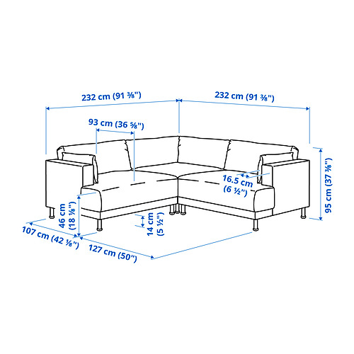 UPPÅKRA, sofá modular esquina de 3 plazas. 7 de 7 abrir diálogo