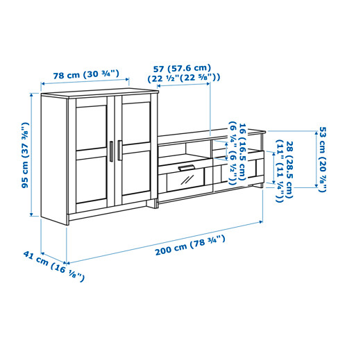 Measurement Illustration - BRIMNES TV storage combination