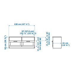 Measurement Illustration - BRIMNES TV bench