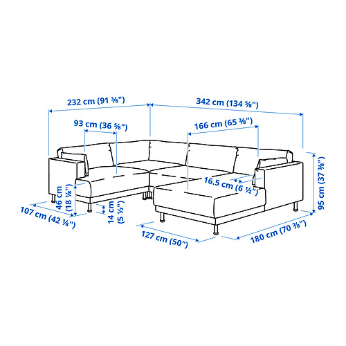 UPPÅKRA, sofá 4-5 plazas en forma de U con chaiselongue derecho. 8 de 8 abrir diálogo