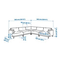 Ilustración de medidas - UPPÅKRA sofá modular esquina 6 plazas sin reposabrazos izquierdo