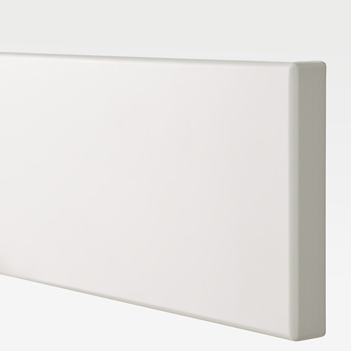 Primer plano de panel rectangular blanco. Acabado liso, diseño moderno. Superficie lacada de alta calidad.