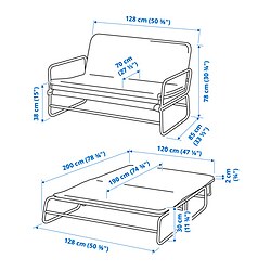 Ilustración de medidas - HAMMARN sofá cama de 2 plazas