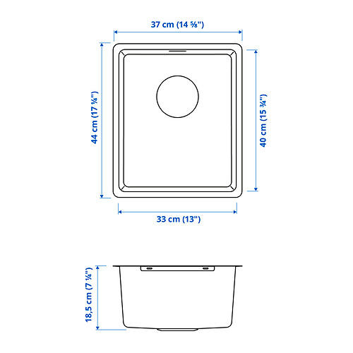 VRESJÖN, Inset sink 1 bowl with water trap. 5 of 5 open dialog