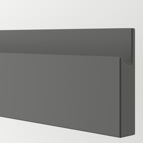 Frente de cajón moderno de color gris oscuro con acabado liso y tirador integrado.