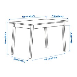 Measurement Illustration - PINNTORP table and 4 chairs