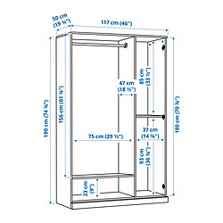 Measurement Illustration - BRIMNES wardrobe
