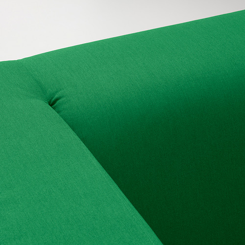 Sofá verde vibrante, diseño moderno, asientos cómodos, tela duradera, material de calidad.