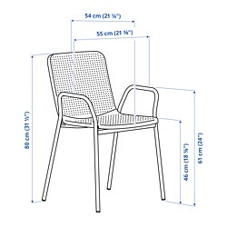 Ilustración de medidas - TORPARÖ silla con reposabrazos de exterior