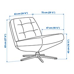 Ilustración de medidas - DYVLINGE sillón giratorio