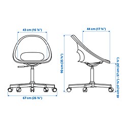 Ilustración de medidas - LOBERGET/MALSKÄR silla con cojín