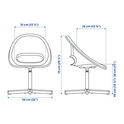 Measurement Illustration - LOBERGET/SIBBEN children's desk chair