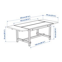 Measurement Illustration - NORDVIKEN extendable dining table