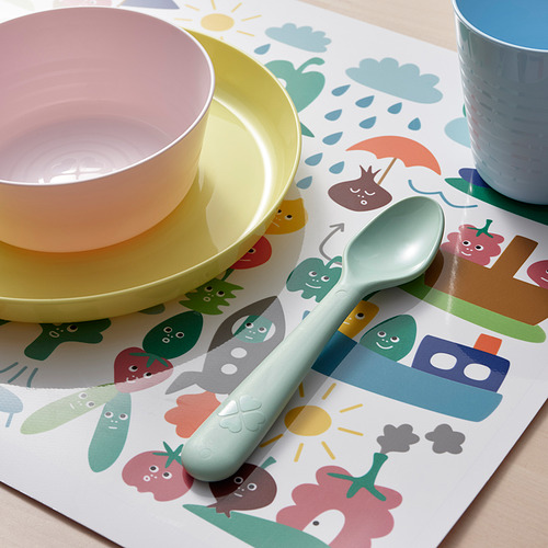 Juego de mesa para niños colorido y duradero con tazón, plato, taza, cuchara. Ideal para comer de forma independiente.