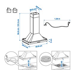 Ilustración de medidas - OMNEJD extractor de techo