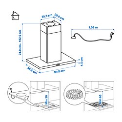 Ilustración de medidas - SVÄVANDE extractor de techo